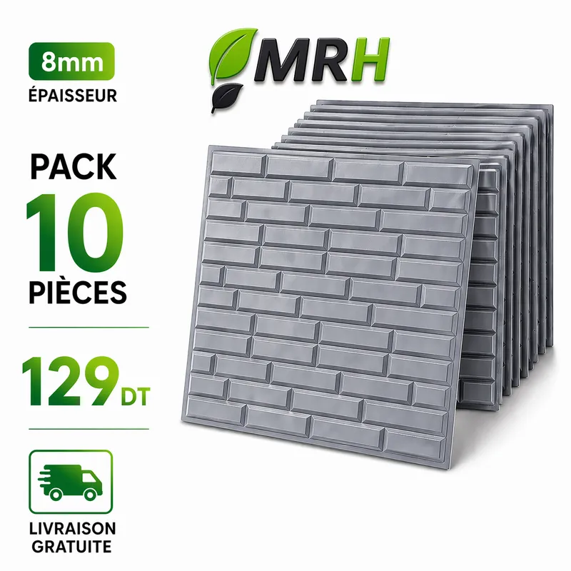 Brique Design 3D (70cm | 77cm) Gris